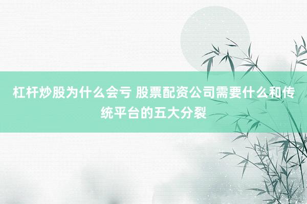 杠杆炒股为什么会亏 股票配资公司需要什么和传统平台的五大分裂