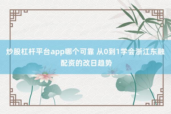 炒股杠杆平台app哪个可靠 从0到1学会浙江东融 配资的改日趋势
