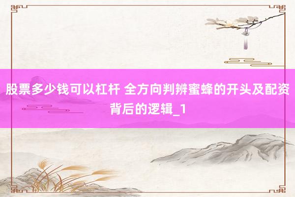 股票多少钱可以杠杆 全方向判辨蜜蜂的开头及配资背后的逻辑_1